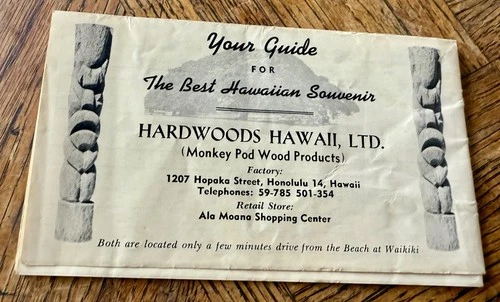 Vintage Hardwoods of Hawaii LTD Monkey Pod Wood Brochure Catalog 1960's
