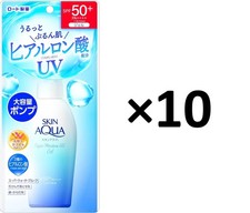 Skin Aqua Super Moisture Gel UV Sunscreen 140g SPF50 PA   Pump 10pics ROHTO