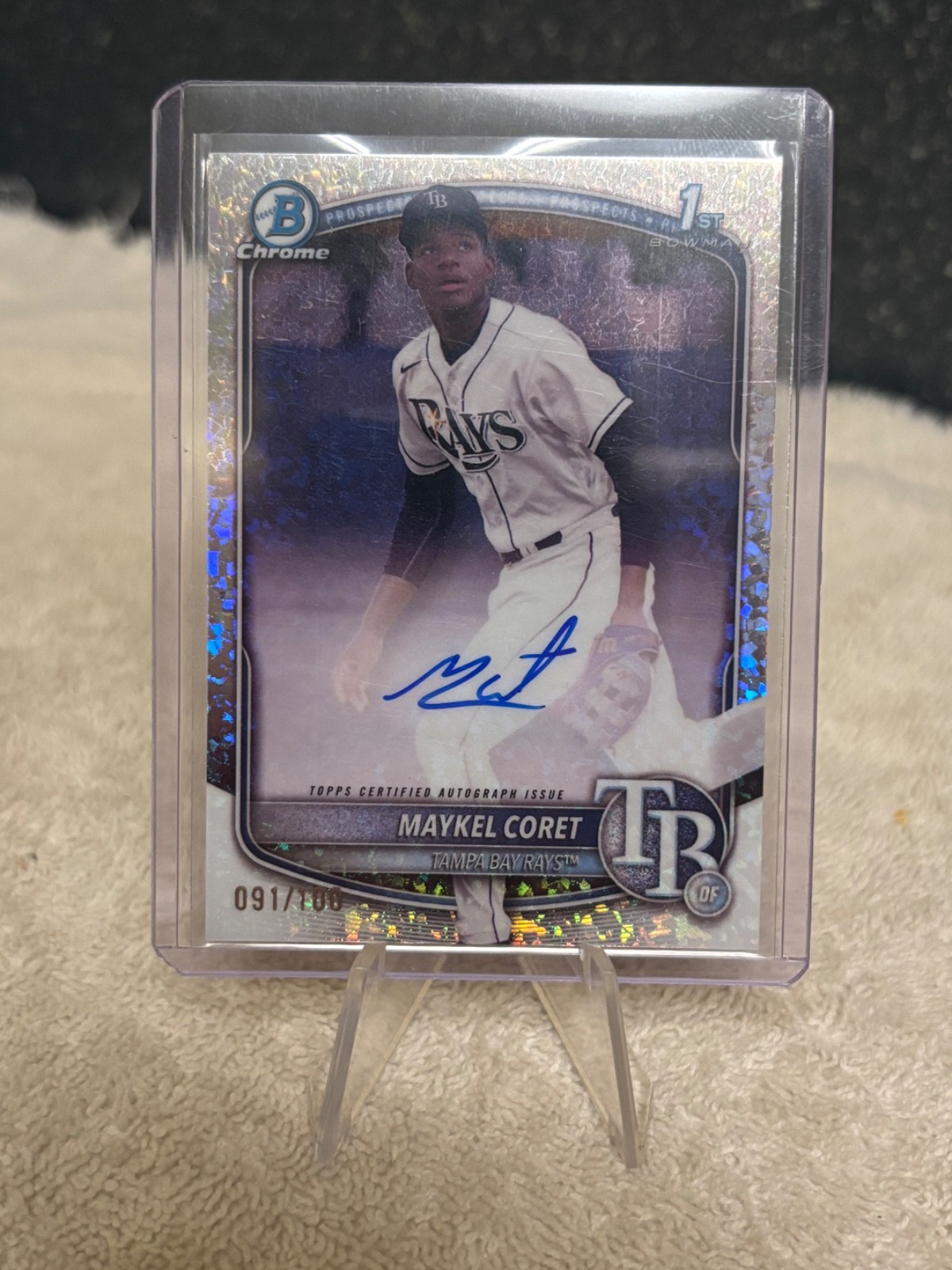 2025 Bowman Chrome Maykel Coret 1st Mini Diamond Refractor Auto /100 Rays