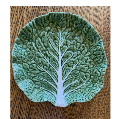 Vintage Bordallo Pinheiro Majolica Cabbage Leaf Plate 8.5 -Made in Portugal  