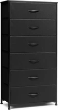 Dresser for Bedroom with 6 Drawers, Tall Chest of Drawers, Black Dressers Bedroo