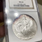1996 American Silver Eagle NGC MS69 🎯 🌈 Toning Toned Toner Rainbow