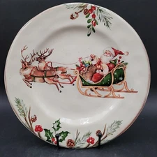 New Pier 1 Winter Wonders Santa sleigh reindeer Dinner Plate(s) 10.5" Diameter