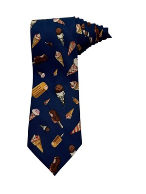 Parquet Ice Cream Treat Cone Popsicle Bar Dessert  Blue Novelty Necktie