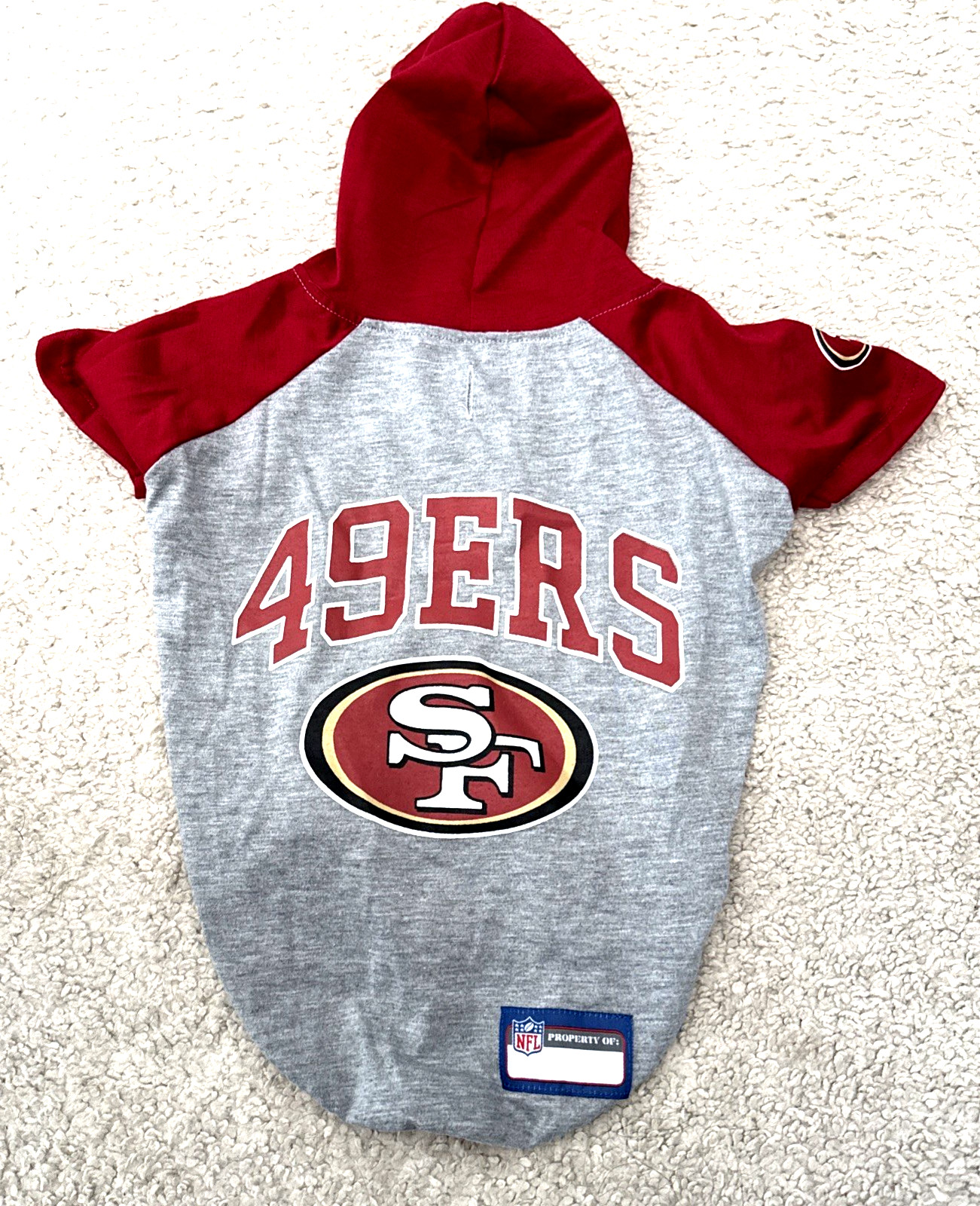 49ers Premium Pet Hoodie - Medium - "Property of" NFL Embroidered