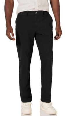 Men's Black Casual Stretch Khaki Pant Slim Fit 33 x 34 NWT