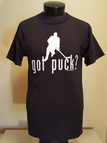 GOT PUCK? T Shirt M Medium EUC Hockey NHL Coed Sportswear Black INV728 - Picture 2 of 7