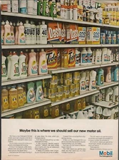 Vintage Mobil The Detergent Oil Selling on the Shelves with Other Detergents