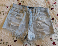 Aeropostale AERO Light Blue Denim High Rise Shorty 100 cotton Shorts - Size 2
