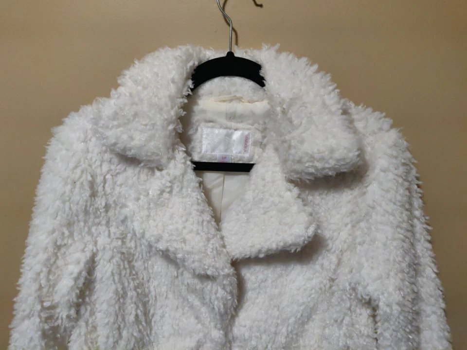 Xhilaration Mujer S Forrado Polar Abrigo Marfil Cuello Broches Manga Larga Bolsillos Foto 3 de 4