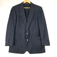 HART SCHAFFNER MARX Men's Gray Strip Sport Coat Blazer USA 100 Wool Size 46 Reg