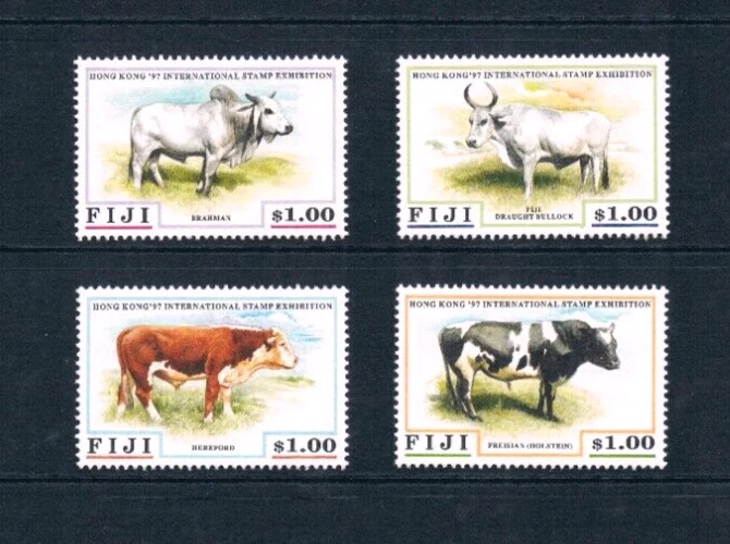 Valor Scott de $8,50 - 1997 FIJI razas de ganado, Océano Pacífico CV MNH NH UMM Foto 3 de 4