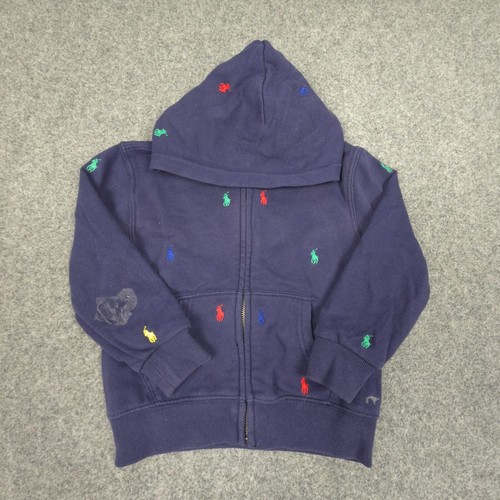 Ralph Lauren Jumper Kids 3 Blue Hoodie Long Sleeve Full Zip Fleece Pony Size 3T