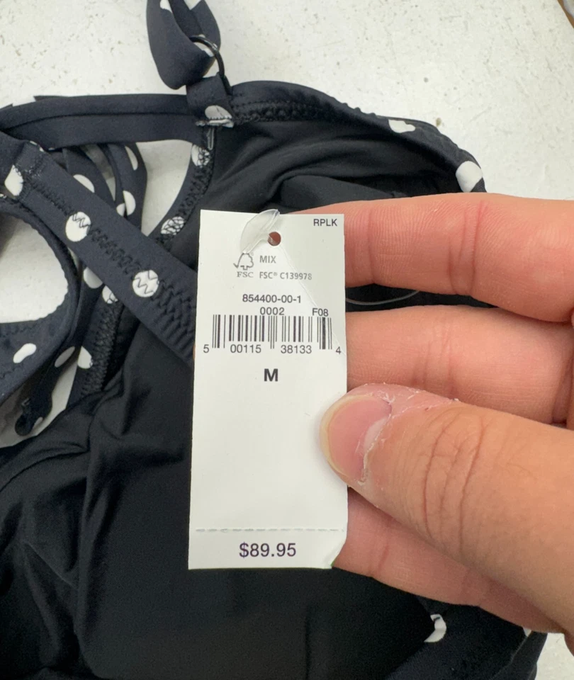 Traje de baño Gap negro blanco a lunares de una pieza espalda abierta para mujer talla mediana Foto 3 de 4