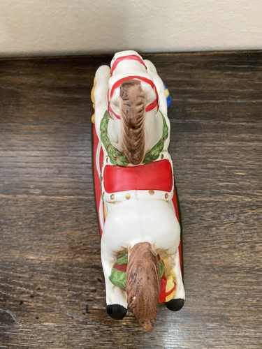 Vintage Rocking Horse Musical Toyland Bisque Porcelain Figure 8" Toyland - Picture 5 of 6