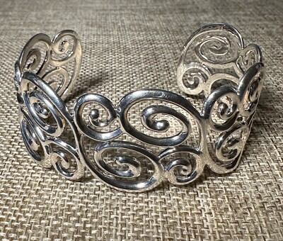 ROSS SIMMONS SWIRL DESIGN STERLING SILVER 925 CUFF BRACELET 6.5''