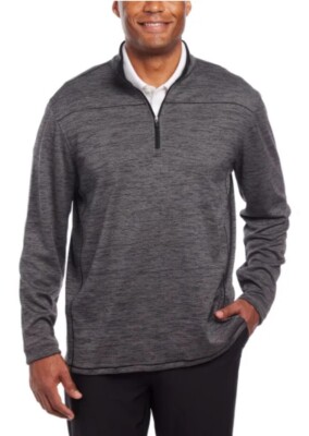 Pebble Beach Mens GRAY Dry-Luxe Performance 1/4 Zip Stretch Pullover Choose Size