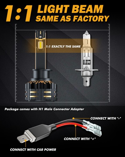 AUXBEAM H1 Canbus LED Headlight Bulbs Hi/Lo Beam 25000LM 120W Super Bright White - Picture 9 of 12