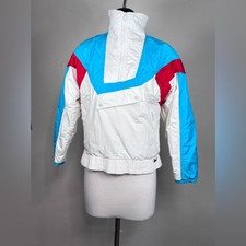 Edelweiss Vintage Multi Colored Red White Blue Ski 1/2 Zip Pullover Jacket Small