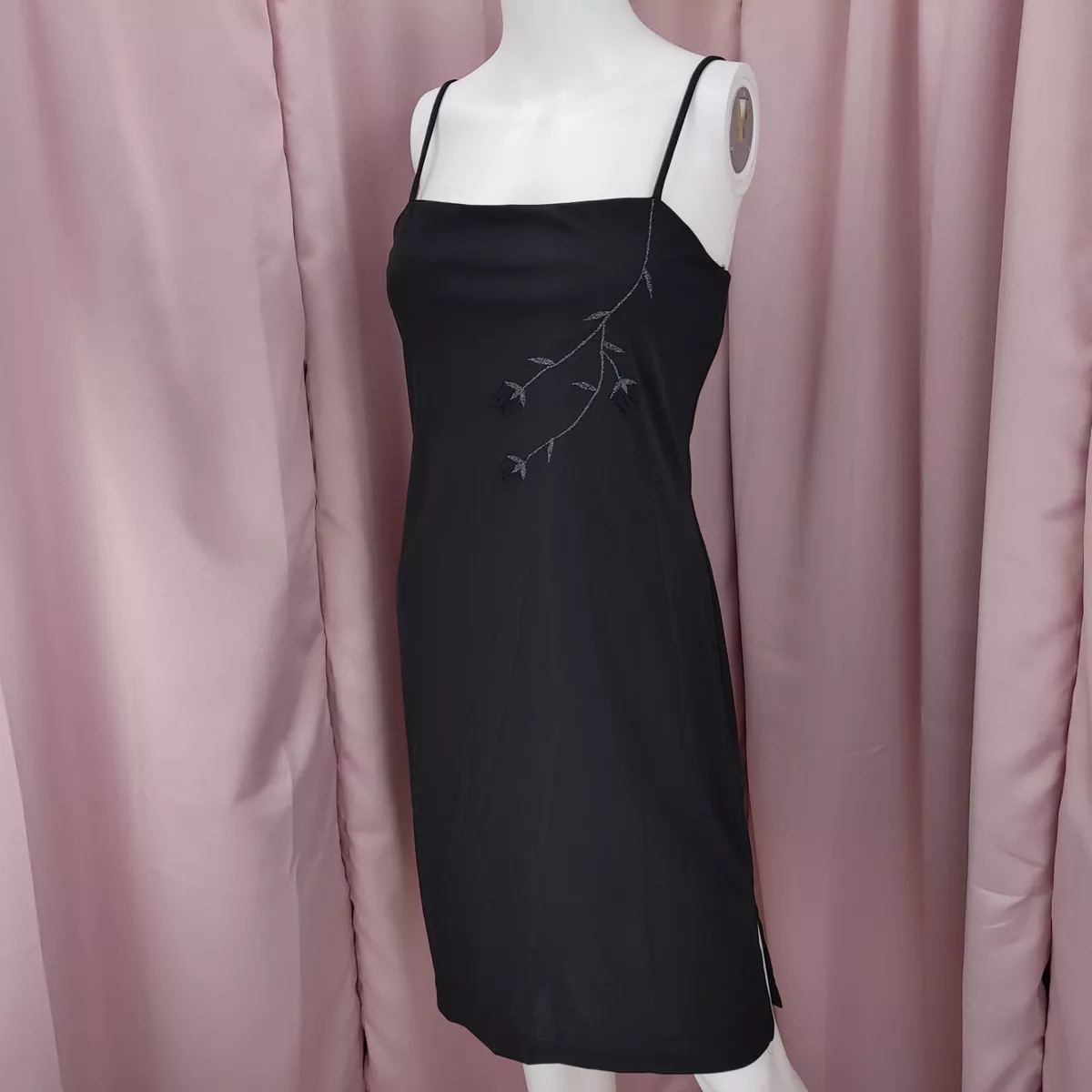 90s black spaghetti strap cheap dress