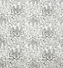 BALLARD DESIGNS RIAD SLATE GRAY FLORAL LEAF VINE MULTIUSE FABRIC BY YARD 54"W