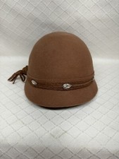 Vintage Neumann Endler FAIRFIELD FELTS 100 Wool Hat, Brown W/Rhinestone Accents