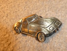 Vintage 1970s Brass Corvette Car Belt Buckle 3 3/4" Wide 2