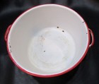 Primitive Old 20's 5x10 White w Red Trim Antique Enamelware Stock Pot Kettle Pan — photo 1