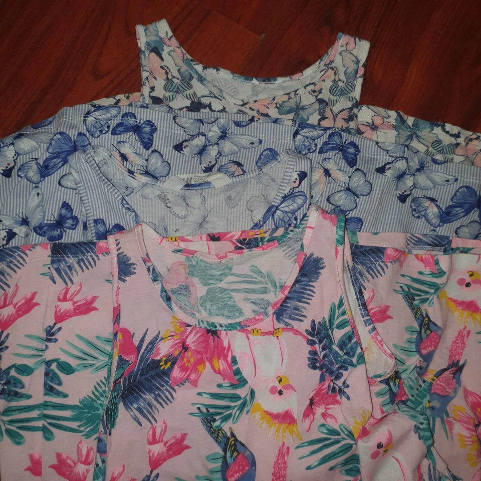 Vestido H&M Niñas Rosa Sin Mangas Loros y Floral Talla 8/10Y Foto 3 de 4