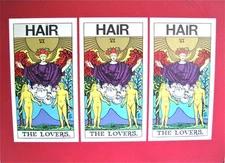 MCM 3 Small Flyers Musical "HAIR" Rado Waite / Tarot Card Design 1968 Gemini