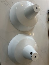 Pair of Vintage Industrial White Enamel Light Shades