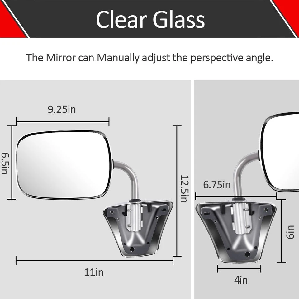 Par de espejos retrovisores laterales manuales cromados L+R para camioneta Chevy Blazer/GMC Jimmy Foto 4 de 4
