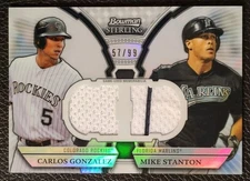 2011 Bowman Sterling Mike Stanton Carlos Gonzalez Refractor Giancarlo Dual Relic