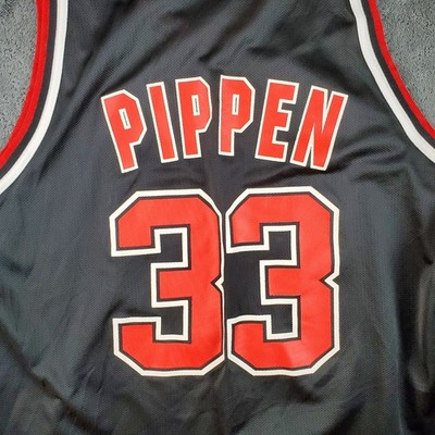 Champion Jersey Men's 48 Black Chicago Bulls Scottie Pippen #33