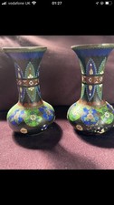 Chinese Japanese Asian Cloisonné 2x old ming? Artwork Enamel Metal 1 Damaged wow
