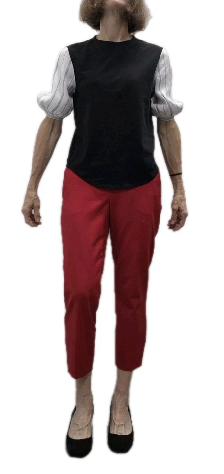 CAMISETA JOSEPH XS UK6/8 algodón viscosa rayas mangas abullonadas negro blanco Foto 4 de 4