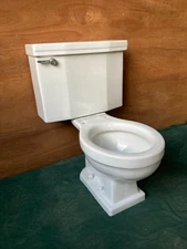 Vtg Mid Century White Ceramic Toilet Round Bowl Deco American Standard 417-25E