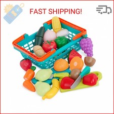 Battat   Play Food for Toddlers with Farmers Market Basket and Chopping Board, T