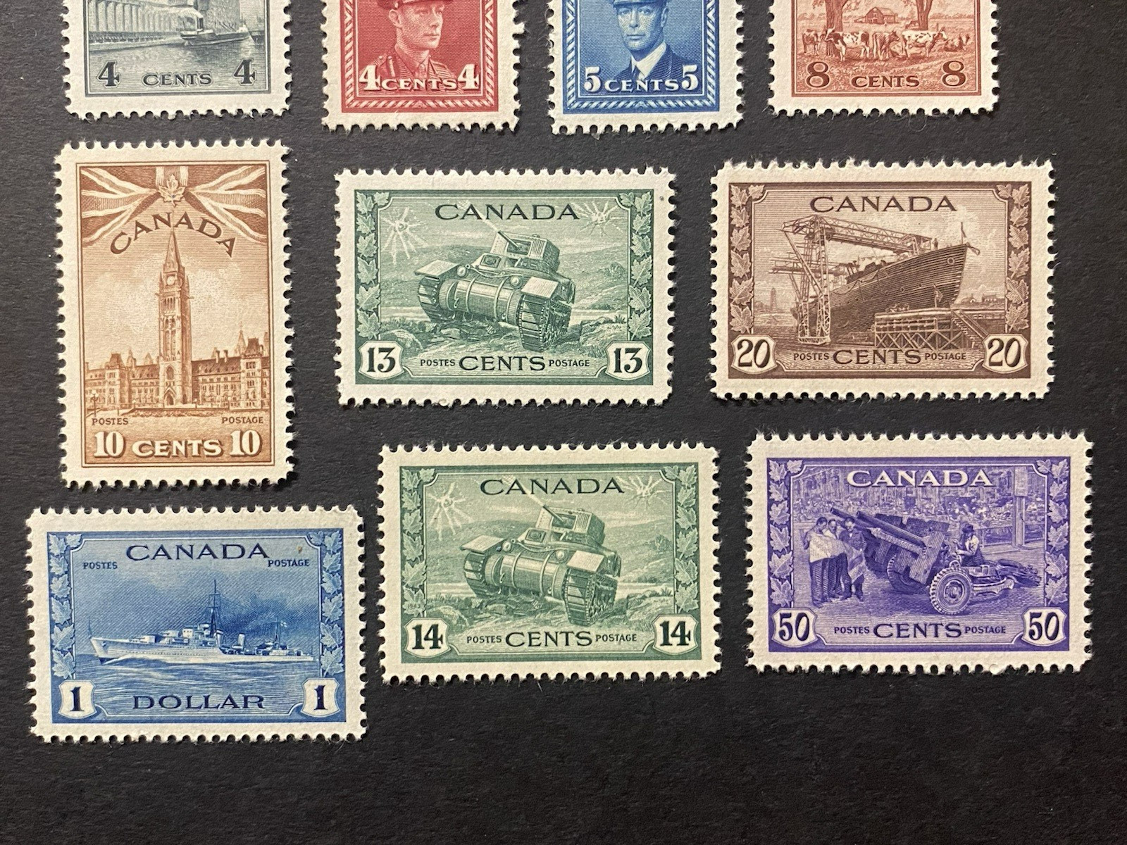 Canada #249-262 1942-43 George VI War Issue Set/14 MLH + 1 used