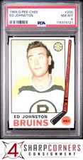 1969 O-PEE-CHEE #200 ED JOHNSTON BRUINS  PSA 8