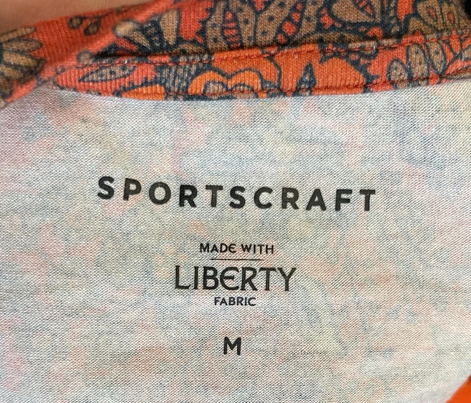 SPORTSCRAFT Liberty Orange Grey Paisley Floral Long Sleeve Stretch Top Size M - image 4 of 4