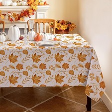Fall Rectangle Tablecloth 60 x 84 Inch, Thanksgiving Autumn Harvest Orange Pu...