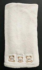 Kidsline Sweet Baby Bear Cream Ivory Soft Plush Fleece Blanket 3 Three Teddy