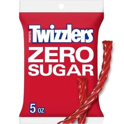 TWIZZLERS Zero Sugar Twists Strawberry Flavored Licorice Style Candy Bag 5 oz