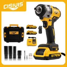 CISIVIS 20V Cordless Impact Wrench Kit with 2Batteries & Charger Brushless Motor