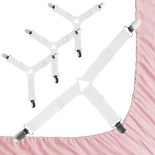 4 Pcs Non Slip Adjustable Bed Sheet Straps Fitted Bed Sheet Holders for Corners