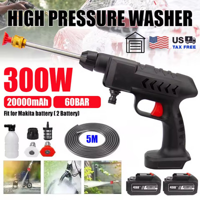 OBDResource 20000mAh Cordless High Pressure Car Washer 300W 60Bar Portable Water