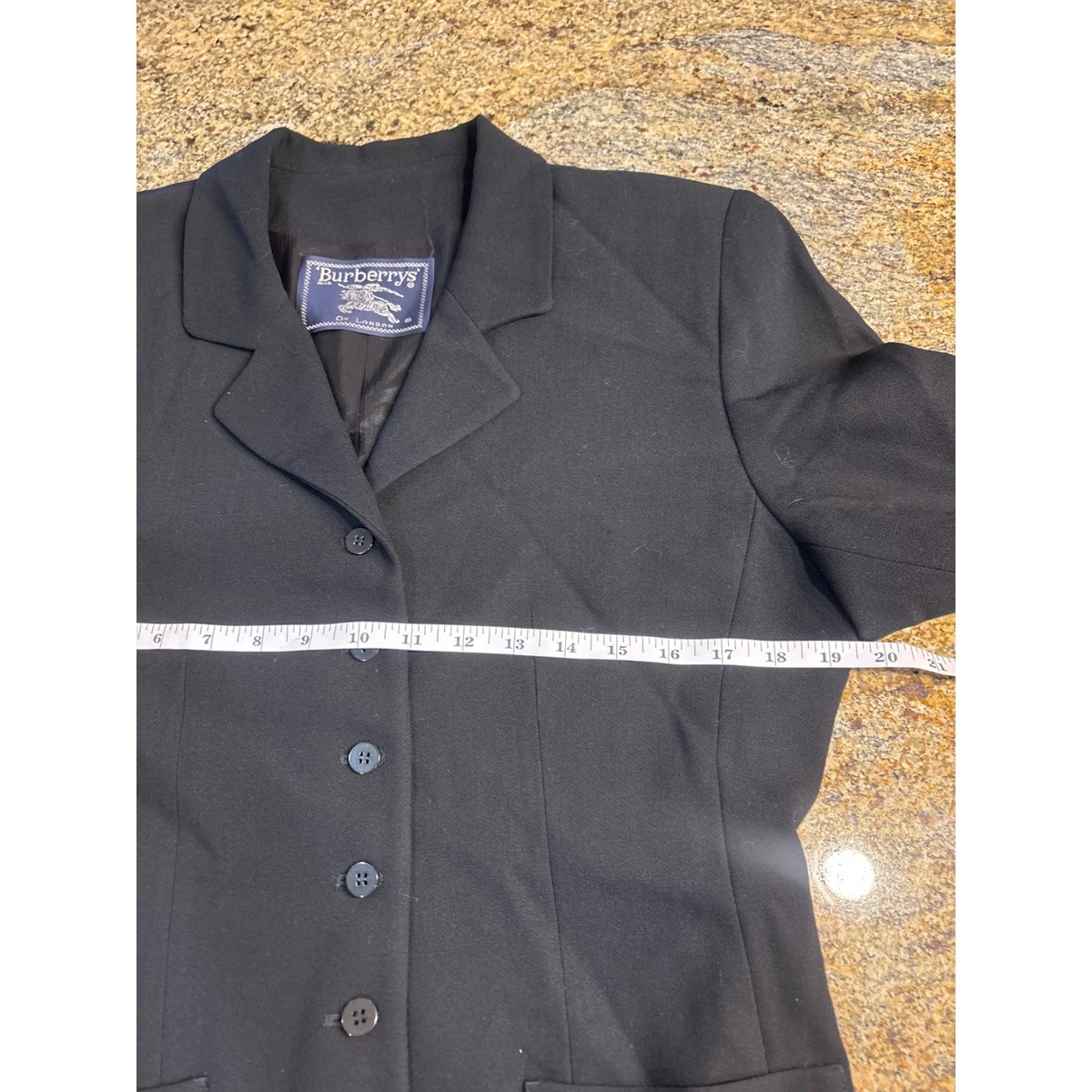 Chaqueta Blazer Burberrys of London Vintage Negra 100% Lana Para Mujer 12 Hecha en EE. UU.