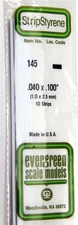Evergreen Scale Models 145 .040" x .100" x 14" Polystyrene Strips (Pack of 10)