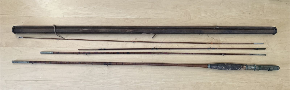 Antique William Read Sons Bamboo Fishing Rod with Original Case Piece  Set